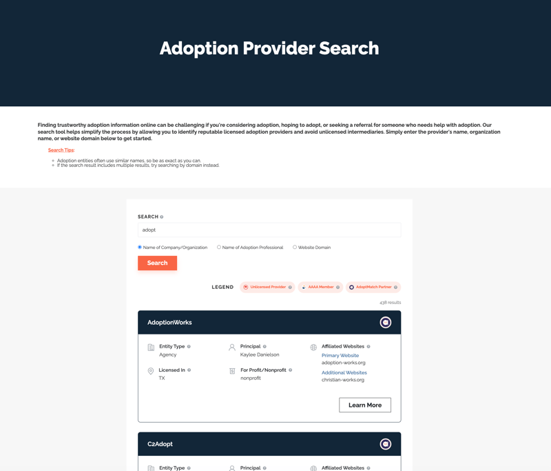 AdoptChange - Provider Search
